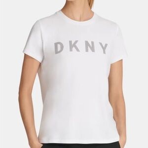 Dkny Sport Short Sleeve White Tee With Large Logo. NWT